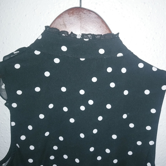 White House Black Market XS Sleeveless Mini Dress Black White Polka Dot - Picture 11 of 11